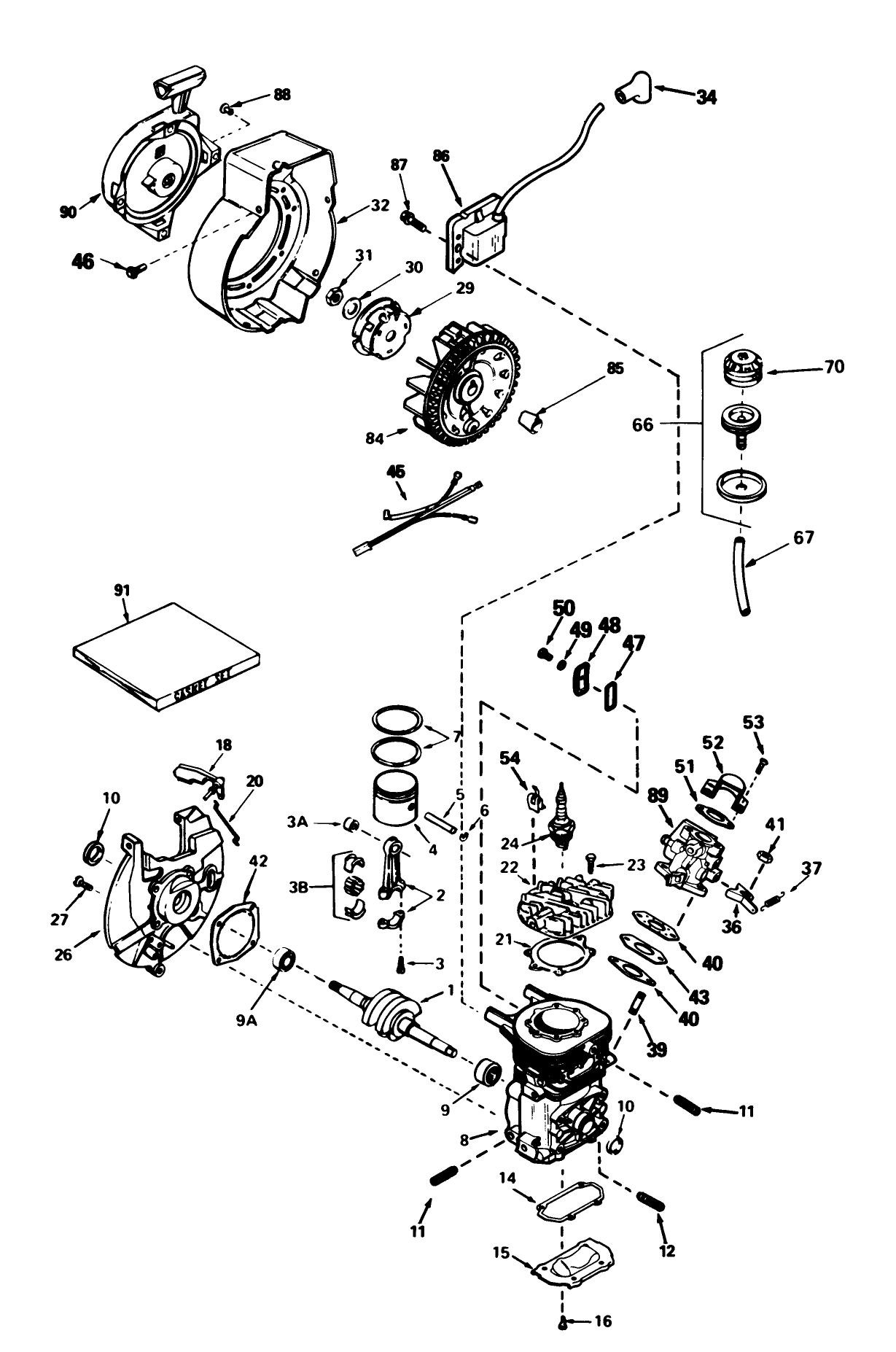 Engine Tecumseh Model Ah-600 Type 1623-A