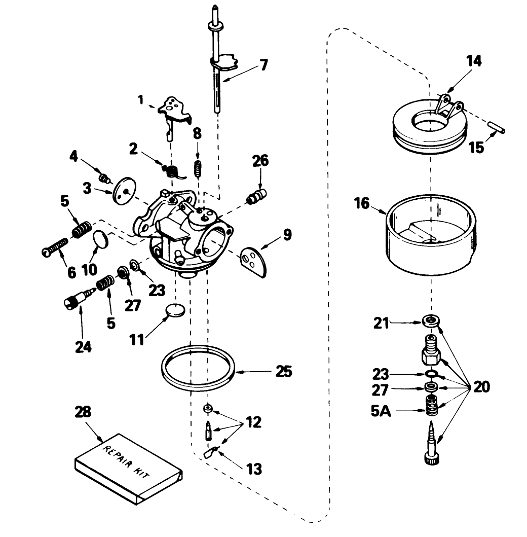 Carburetor No. 632371 (7 H.p. Snowthrower Model No. 38050)