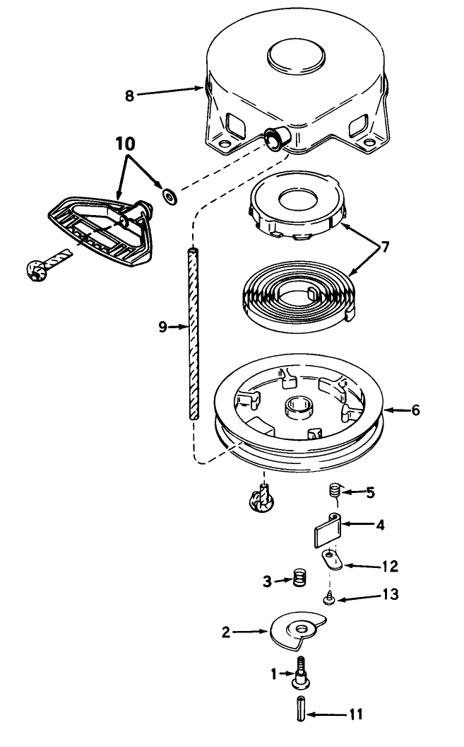Rewind Starter No. 590576 (5 And 7 H.p. Snowthrower Model Nos. 38040 And 38050)