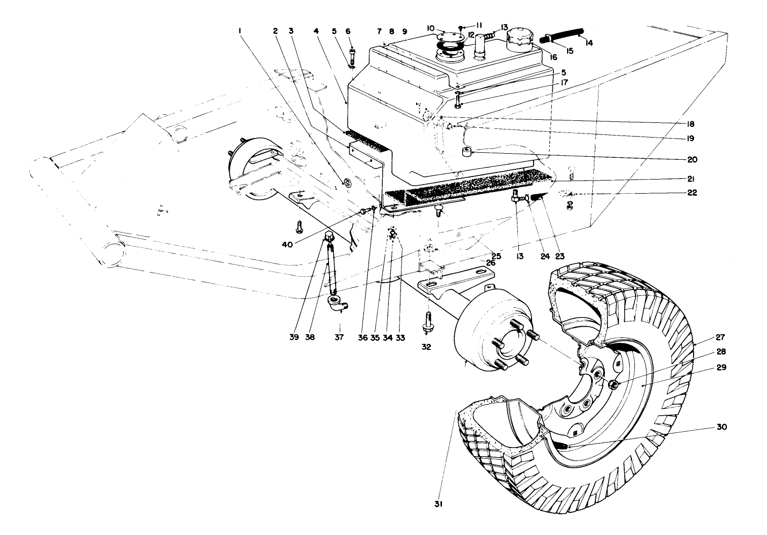 Front Axle And Gas Tank Assembly