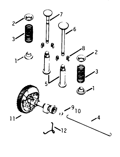 Camshaft & Valves-Engine Kohler Model No. K321s Spec. No. 60434