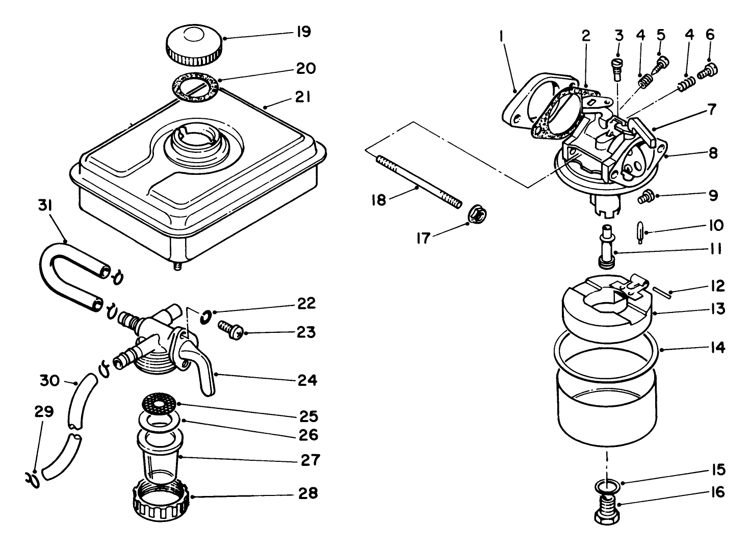 Fuel Tank & Carburetor Assembly