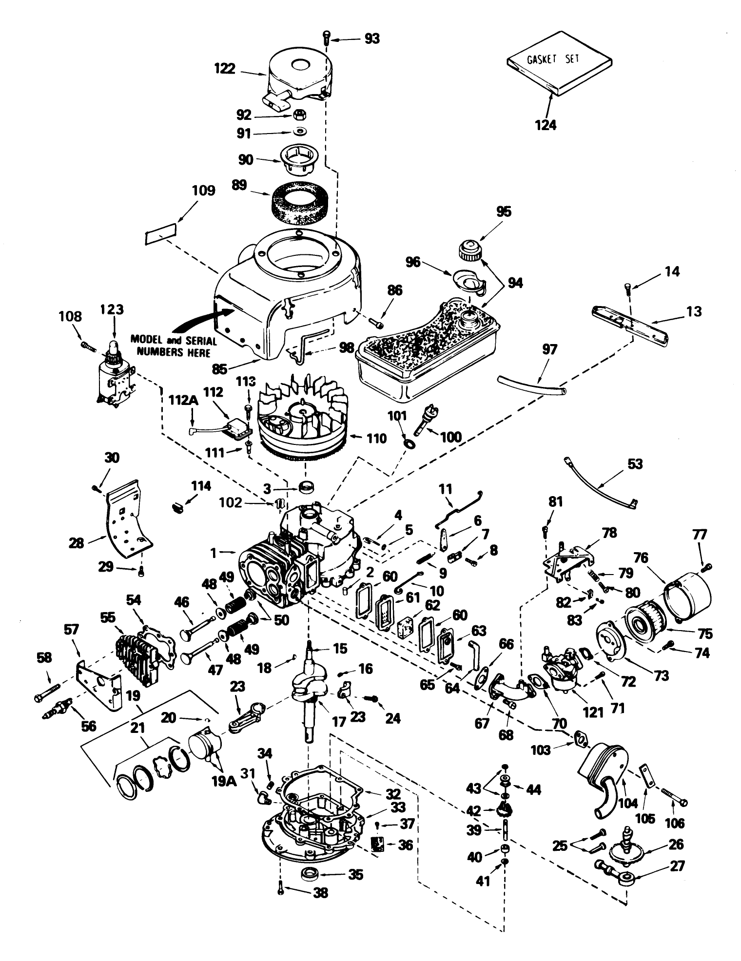 Tecumseh Engine Model No. V70-125183e