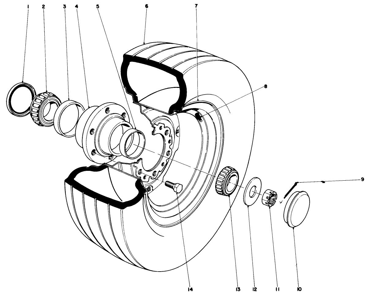 Front Wheel Hub And Wheel-For 9.5 L-14 Tire