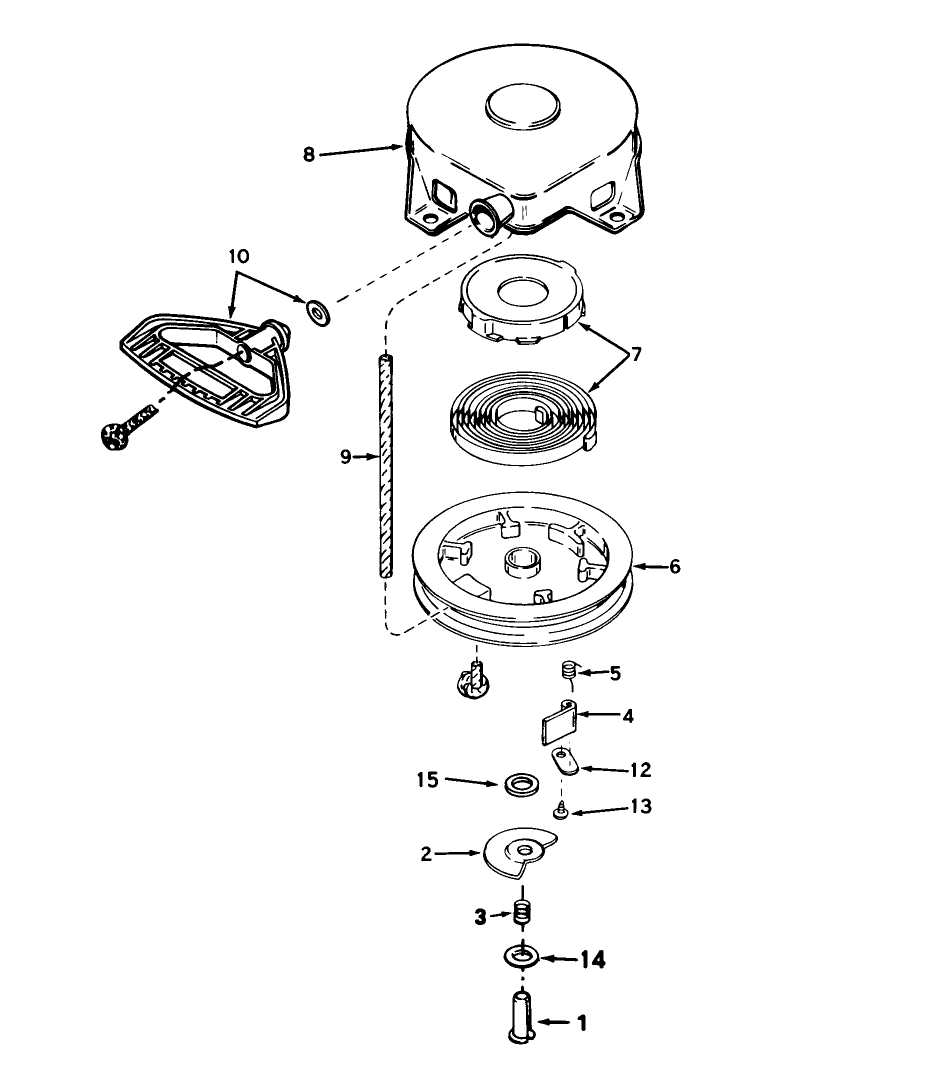 Rewind Starter No. 590604 (5 And 7 H.p. Snowthrower Model Nos. 38040 And 38050)