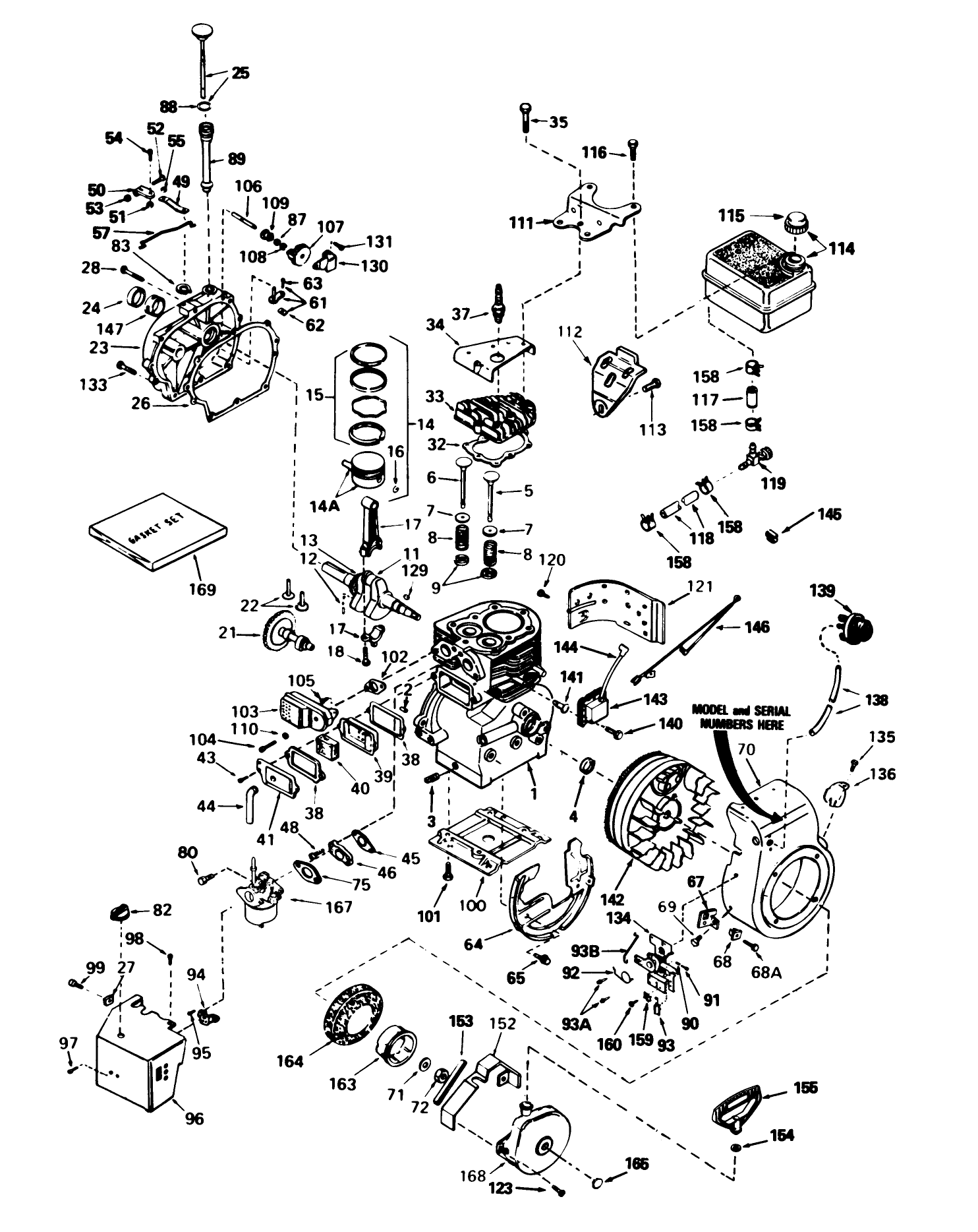 Engine, Tecumseh Model No. H50-65504s (5 H.p. Snowthrower Model No. 38040)