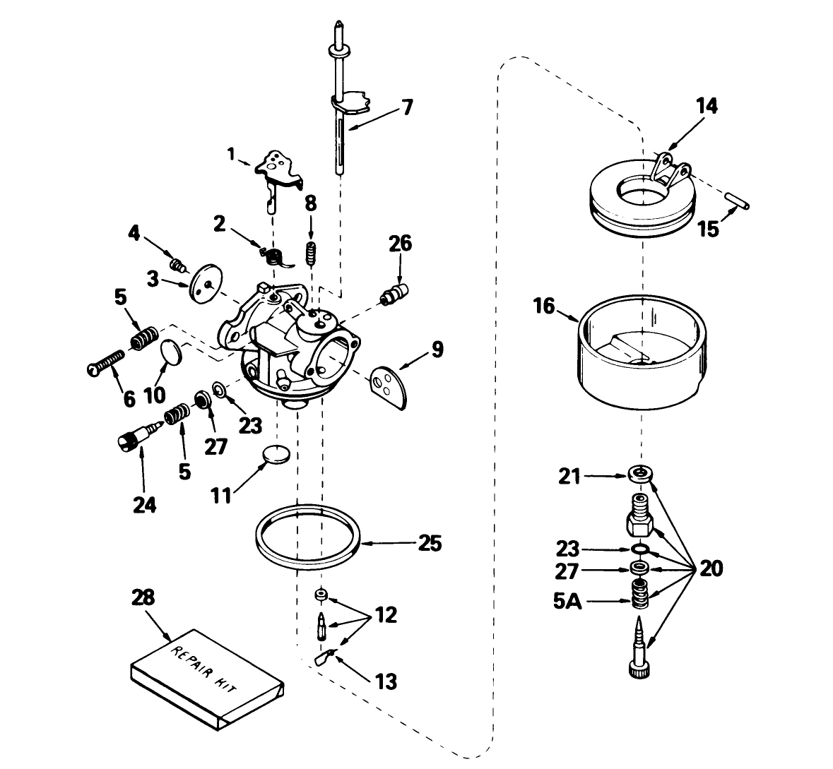 Carburetor No. 632379 (5 H.p. Snowthrower Model No. 38040)