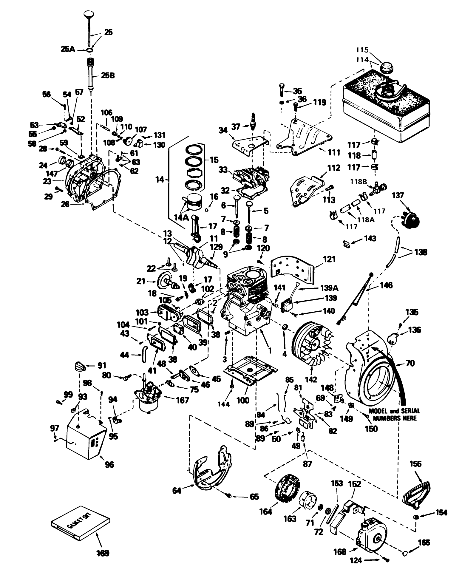 Engine, Tecumseh Model No. H70-130259k (7 H.p. Snowthrower Model No. 38050)