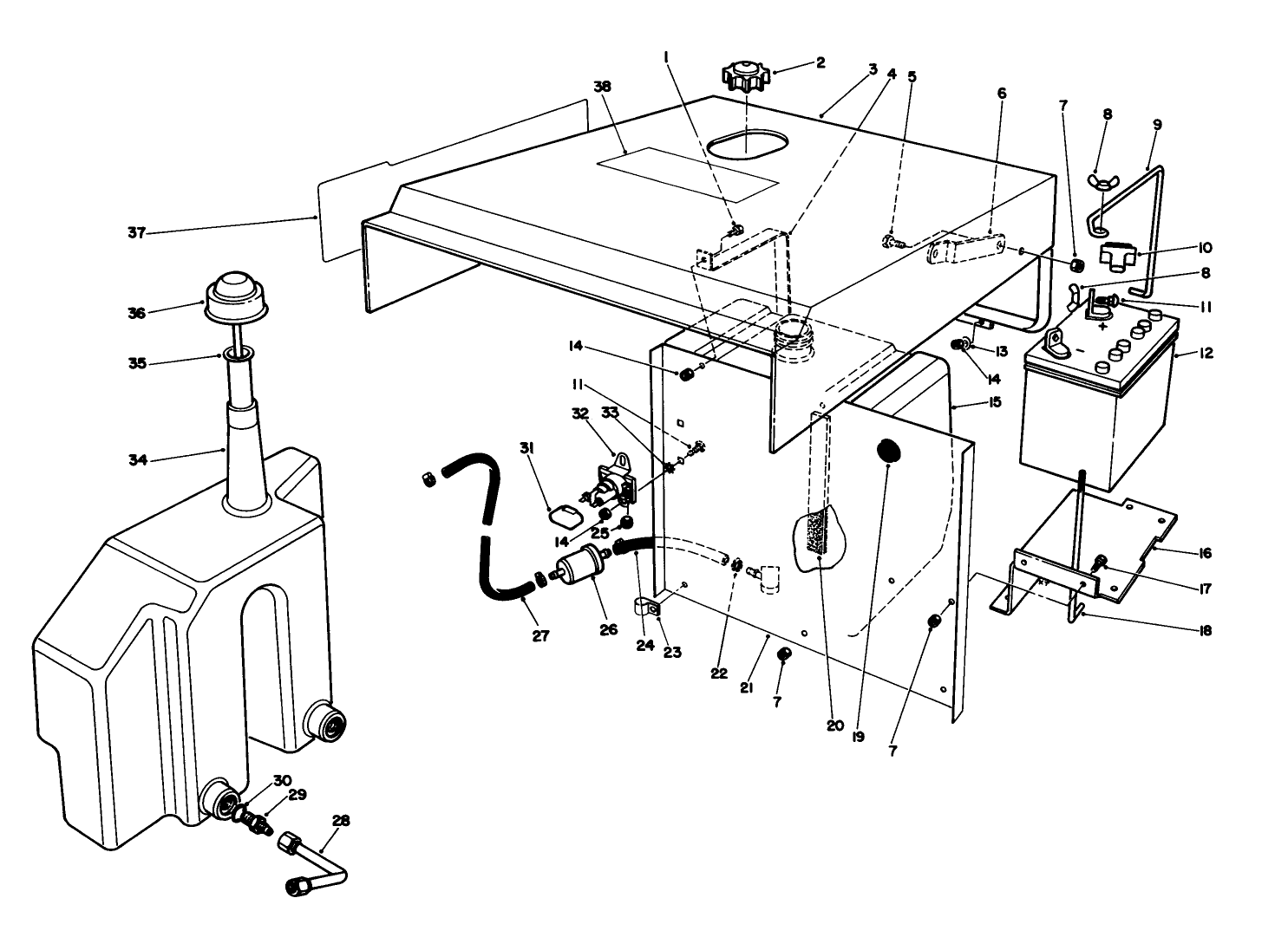 Hood-Gas & Hydraulic Tank Assembly