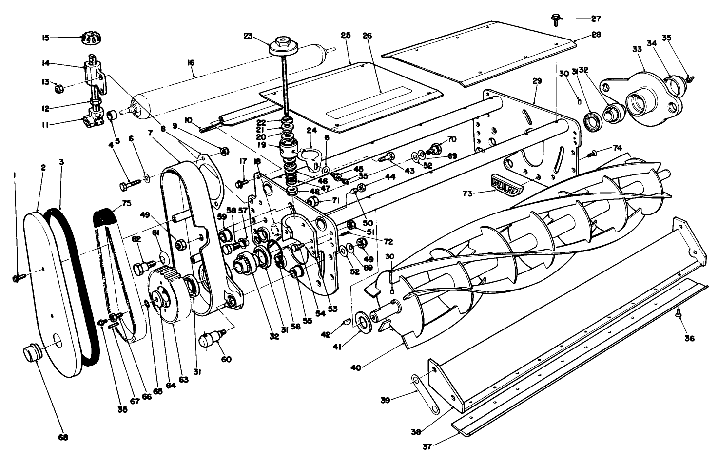 Cutting Unit R.h. & Center Assembly (5 Blade Model 03755 & 7 Blade Model 03747)