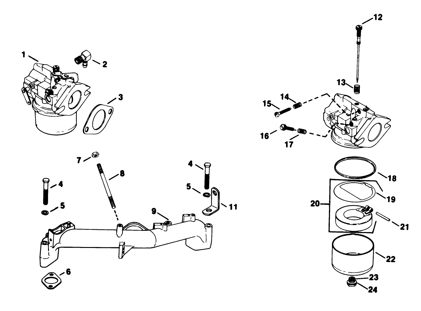 Carburetor-Engine Kohler Model No. Kt17qs Type No. 24324