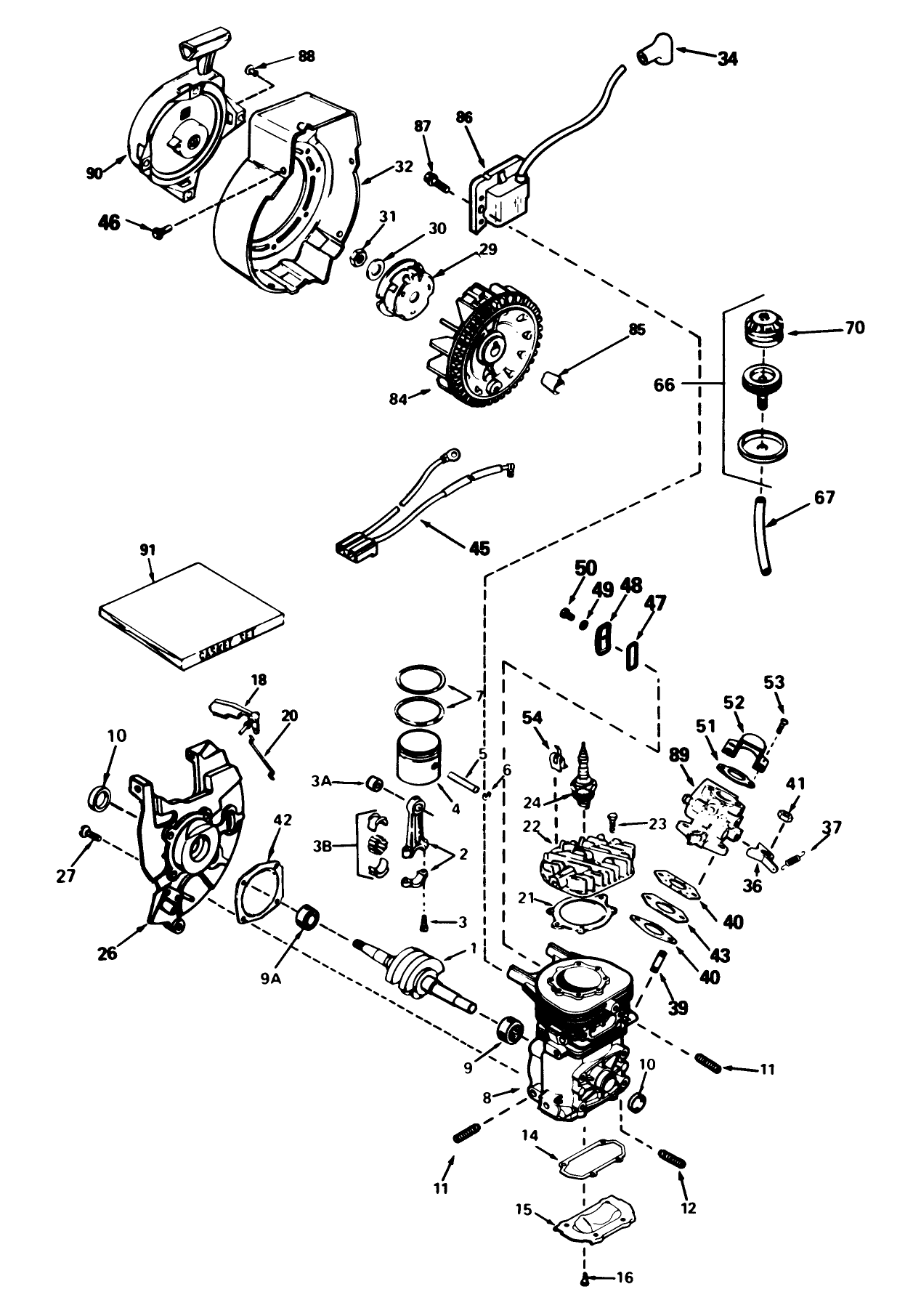 Engine Tecumseh Model No. Ah-600 Type 1623-M (models No. 38115c & 38116c)