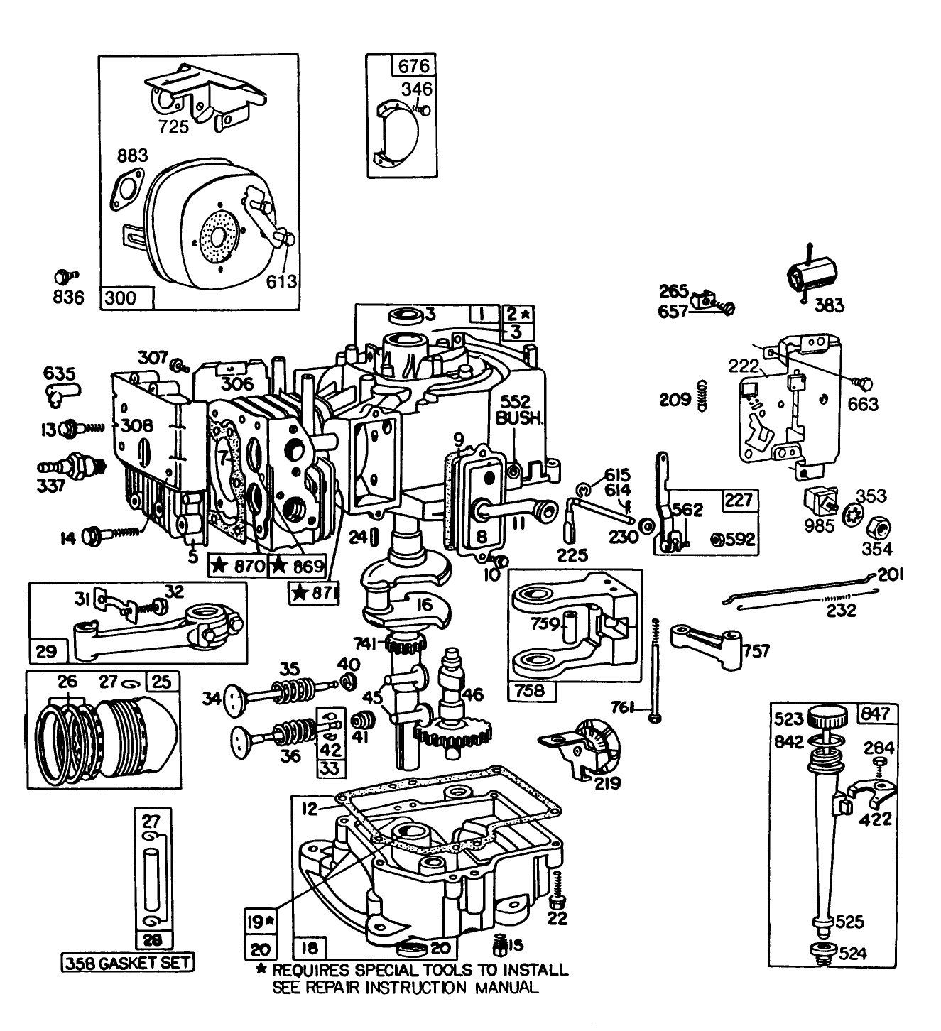 Engine Briggs & Stratton Model No. 191707-2161-01 8 H.p. Rear Engine Rider Electric Model 56145