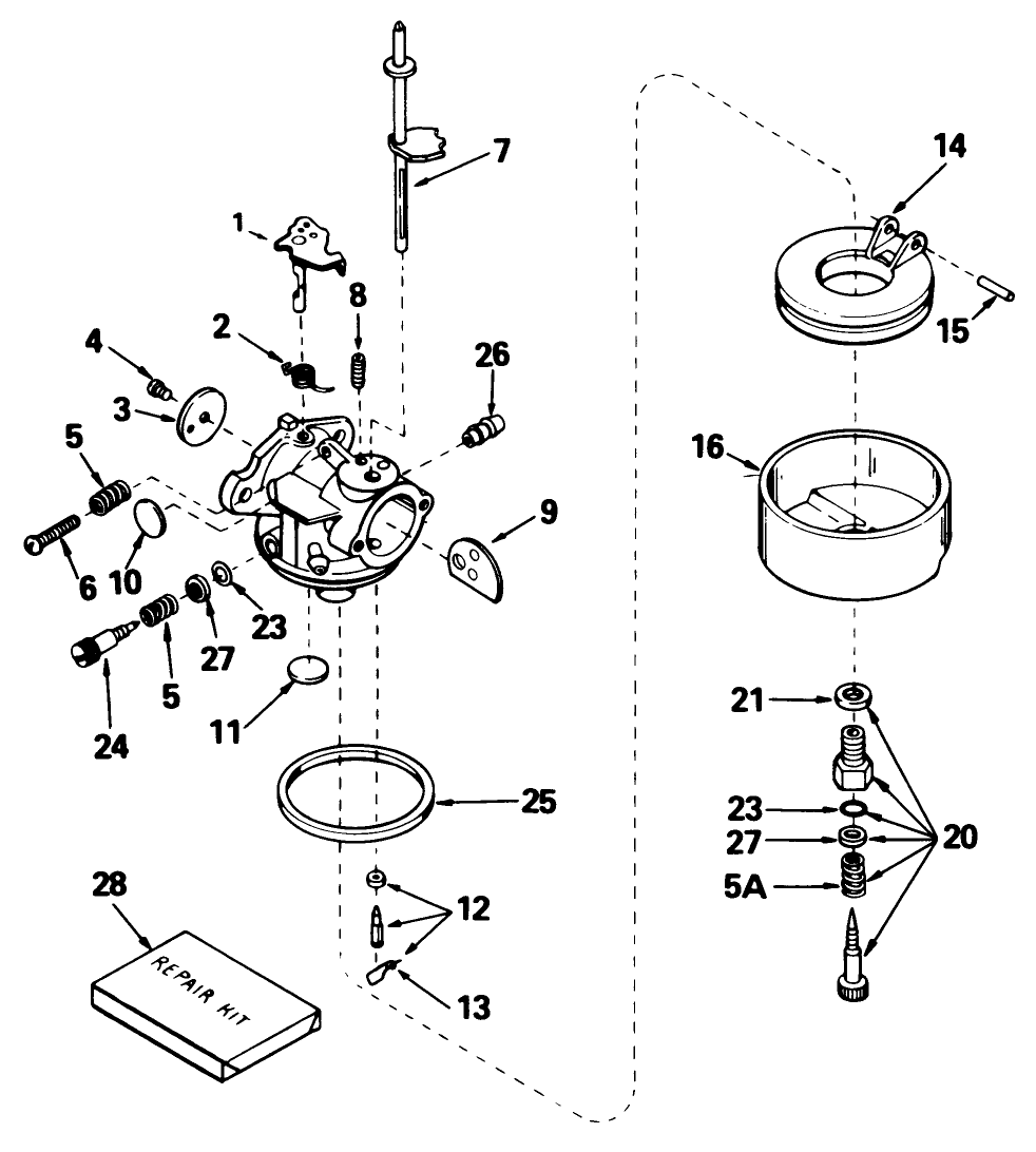 Carburetor No. 632371 (7 H.p. Snowthower Model No. 38050)