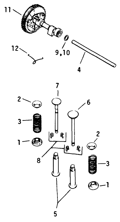Engine Kohler Model No. K321s Spec. No. 60434 Camshaft & Valves