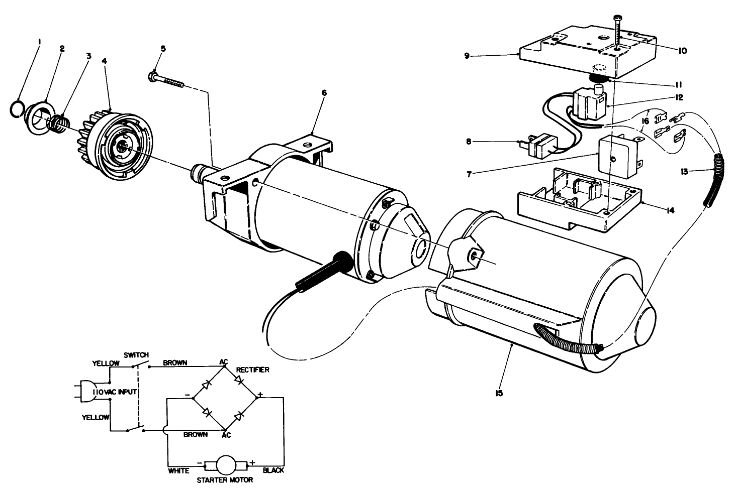 Starter Motor & Switch Housing Assembly