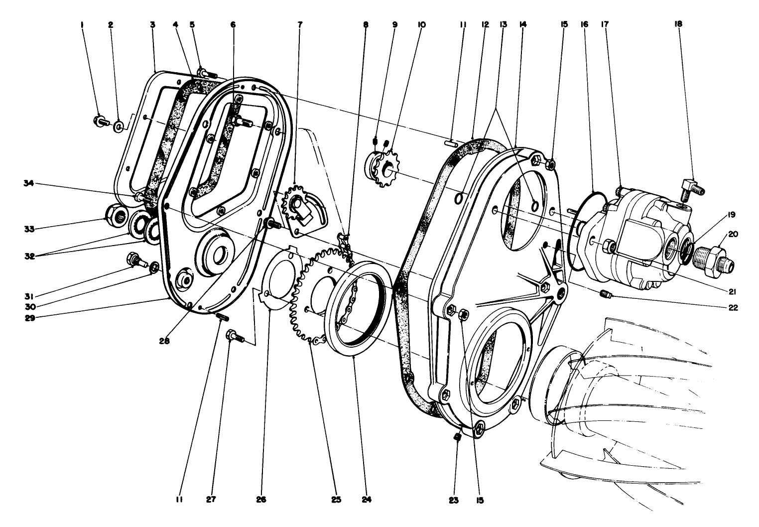 Chain Case And Gear Motor Assembly