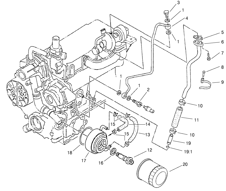 Filter, Oil Cooler, And Pipe Assembly
