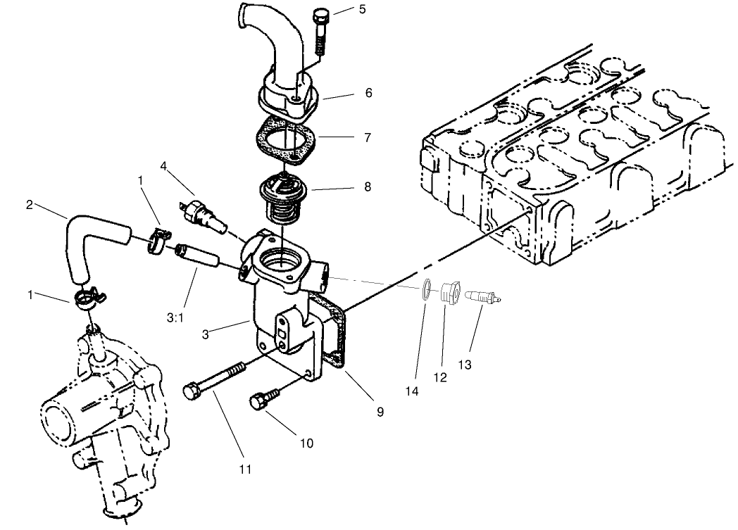 Water Flange And Thermostat Assembly