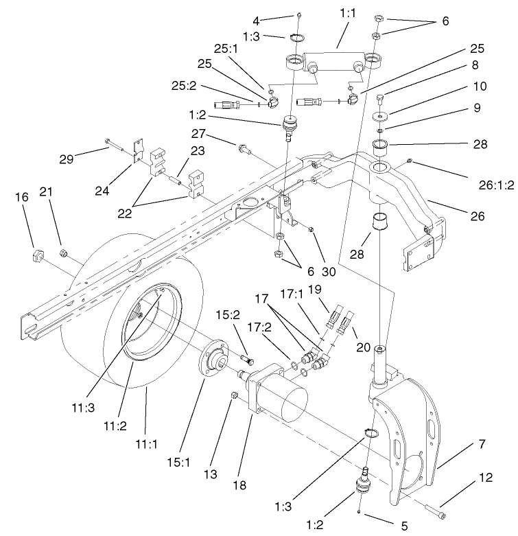 Rear Fork And Tire Assembly