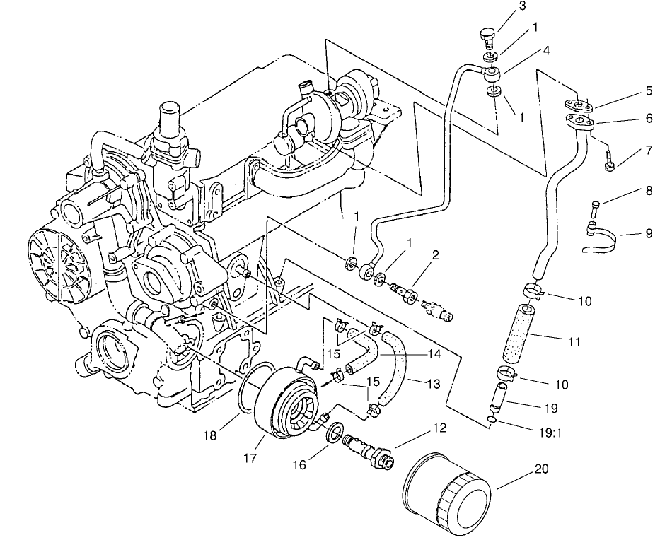 Filter, Oil Cooler, And Pipe Assembly