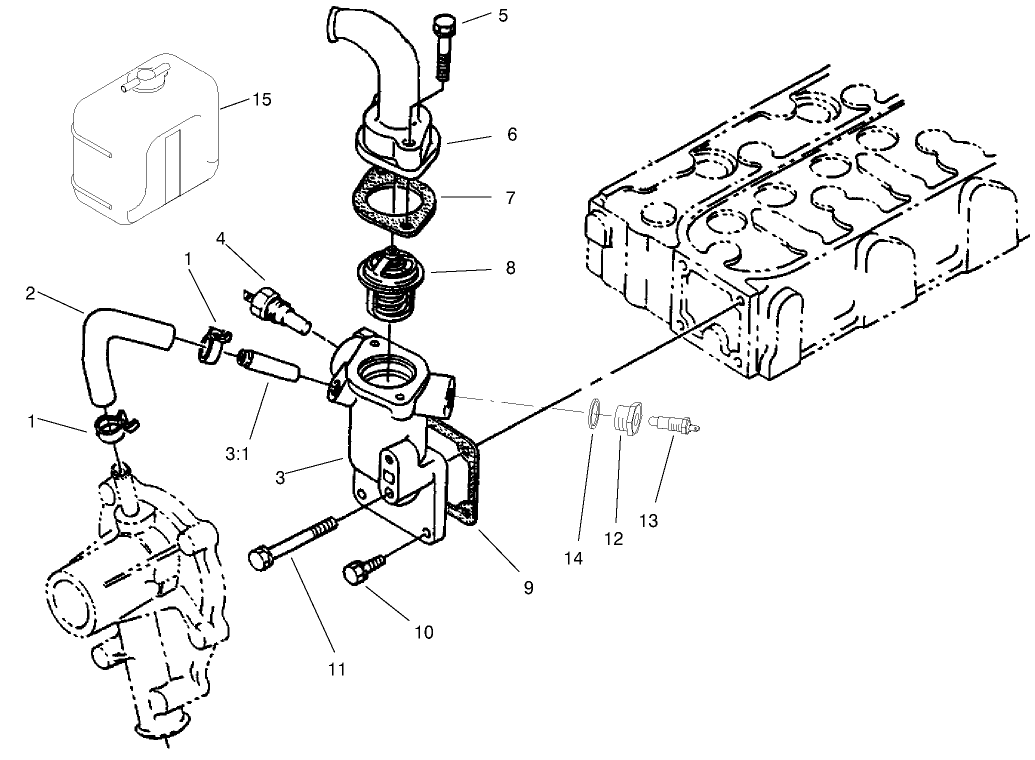 Water Flange And Thermostat Assembly