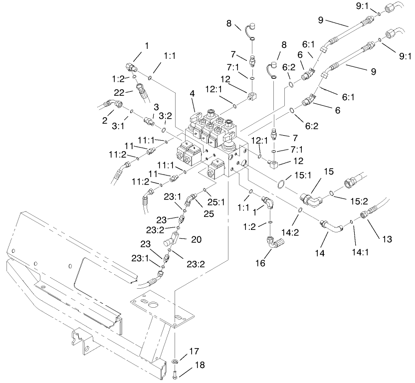 Hydraulic Control Block And Hoses Assembly