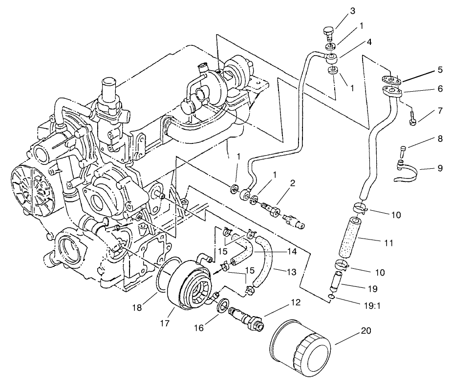 Filter, Oil Cooler And Pipe Assembly