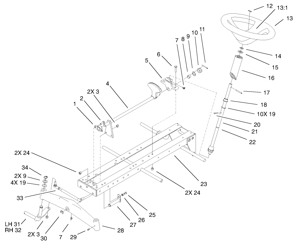 Frame, Axle, And Steering Assembly