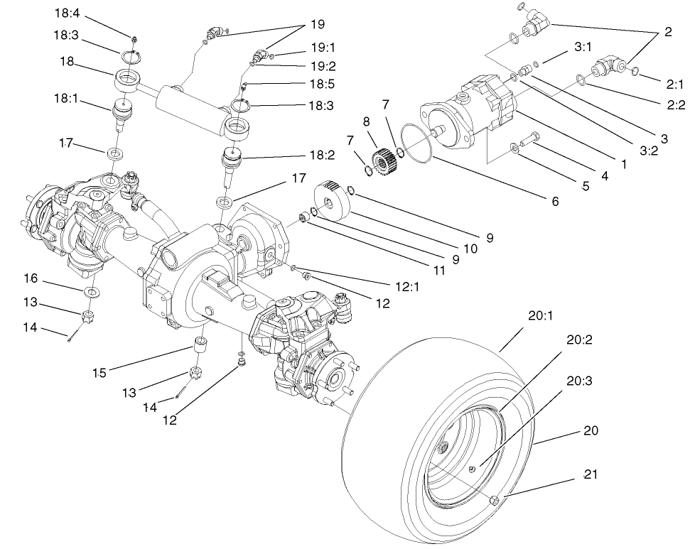 Rear 4wd Axle And Tire Assembly