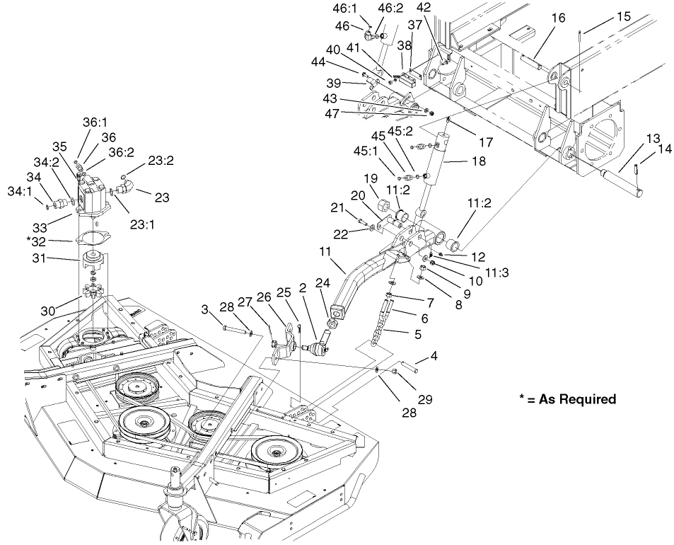 Front Deck Lift Arm And Cylinder Assembly