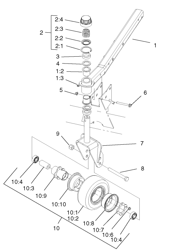 Castor Arm And Tire Assembly (front Deck)