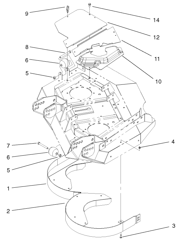 Rear Discharge Chamber And Cover Assembly (lh Deck)