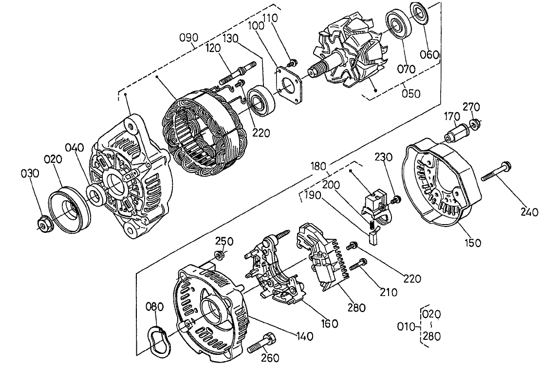 Alternator Component Parts Assembly