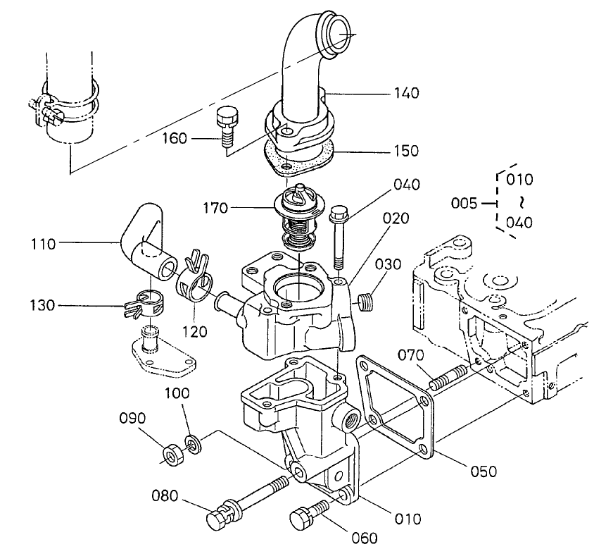 Water Flange And Thermostat Assembly