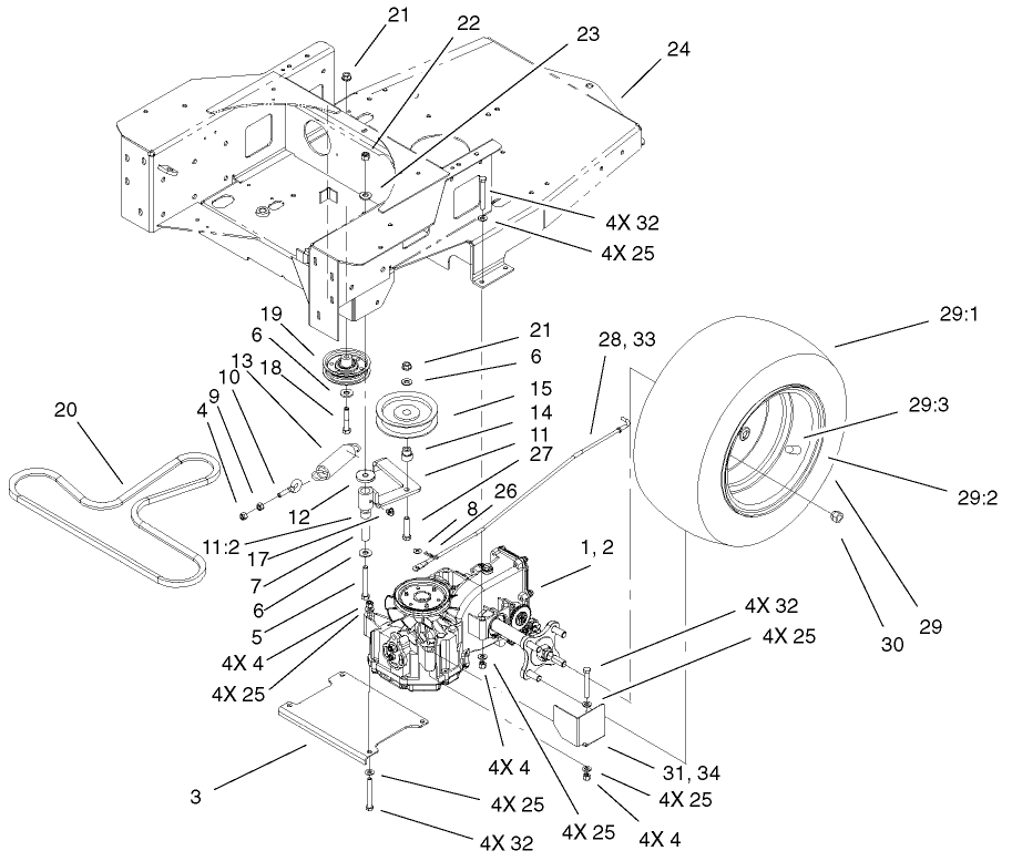 Hydro And Belt Drive Assembly