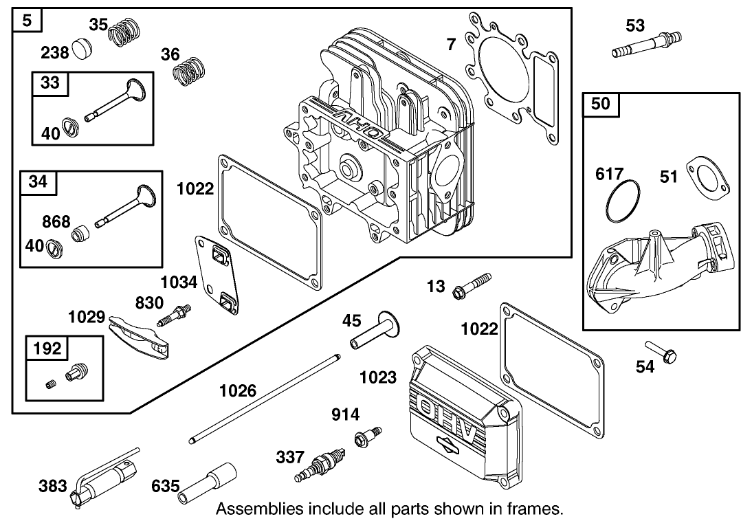 Cylinder Head Assembly Briggs And Stratton 311777-0117-E1