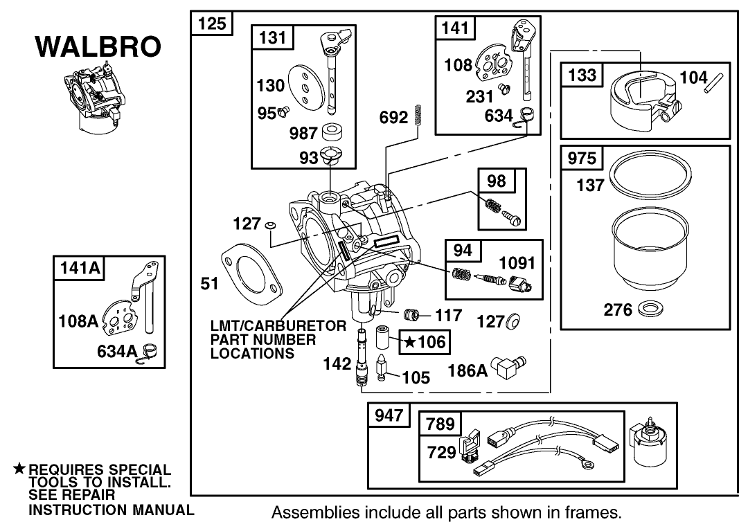 Walbro Carburetor Assembly Briggs And Stratton 311777-0117-E1