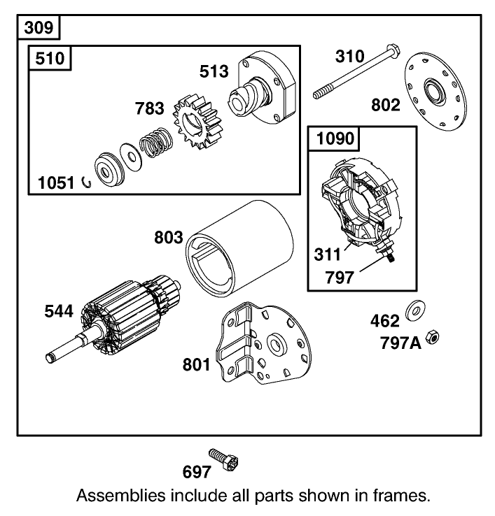 Starter Assembly Briggs And Stratton 311777-0117-E1
