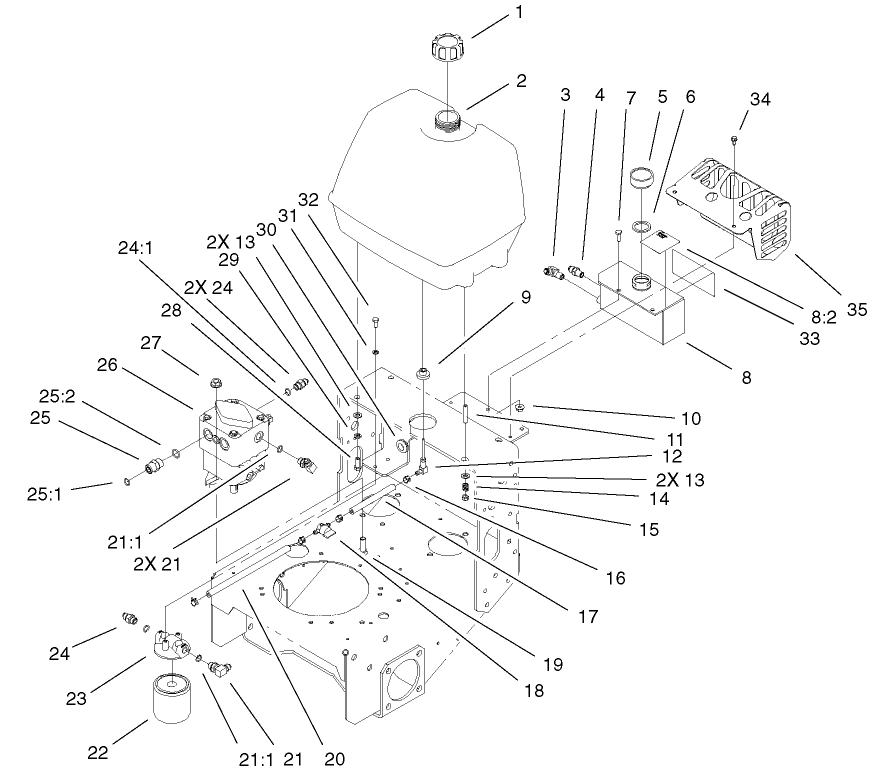 Hydraulic Pump And Fuel Tank Assembly