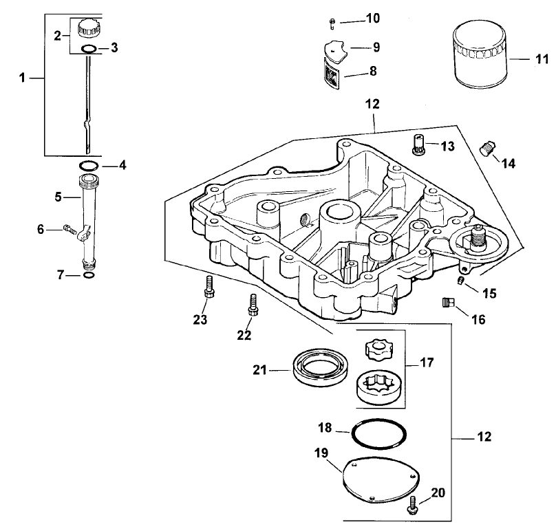 Group 3 Oil Pan/lubrication Assembly-Kohler Model Cv15t-41607