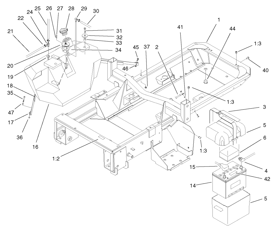 Frame, Fuel Tank and Battery Assembly