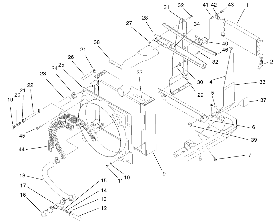 Radiator, Oil Cooler, and Support Assembly