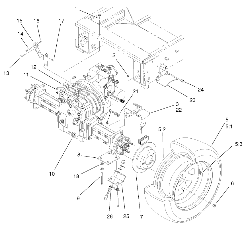 Front Axle, Brake and Tire Assembly