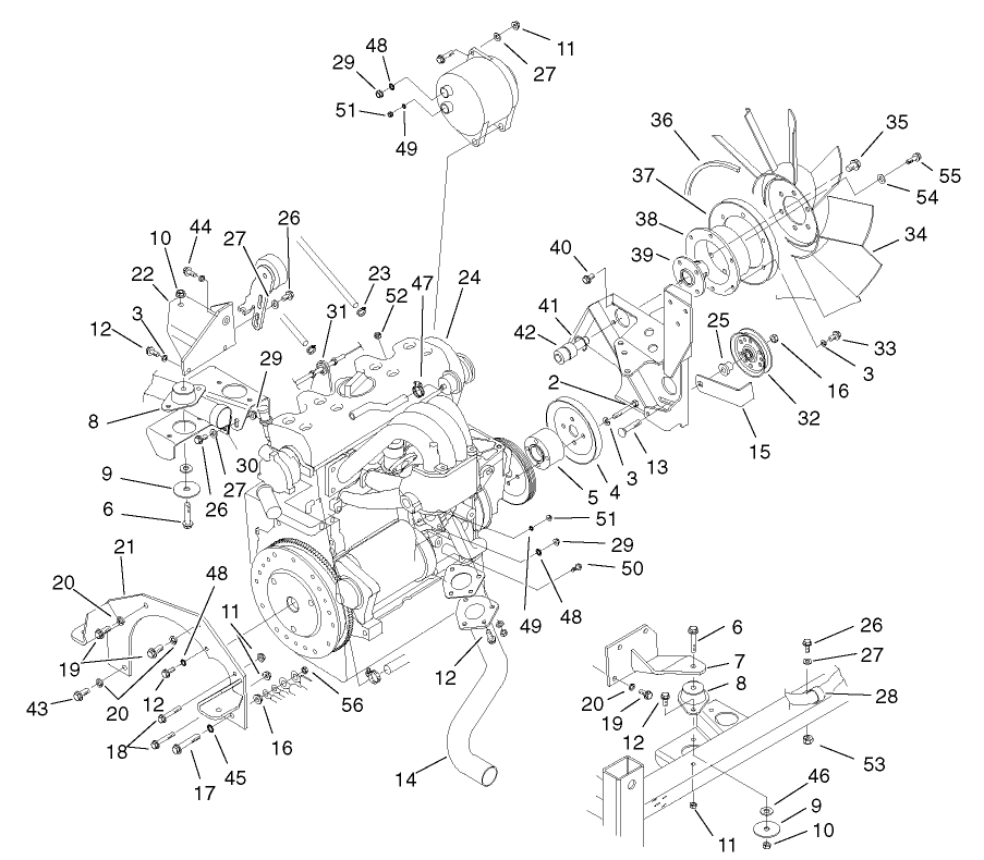 Diesel Engine and Fan Drive Assembly