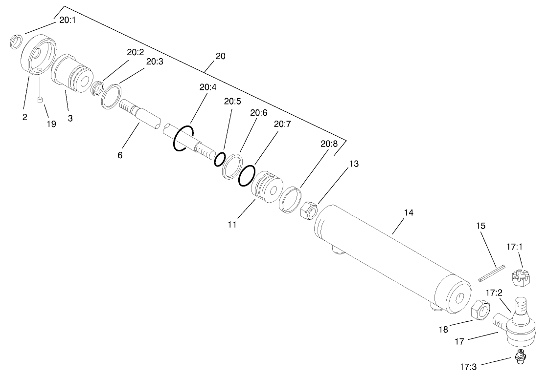 Steering Cylinder Assembly (only on: 30302TC)