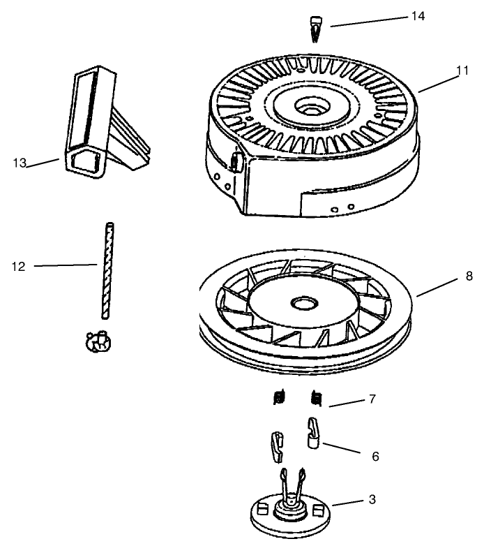 Recoil Starter Assembly No. 590743  Tecumseh Hsk635 1723c