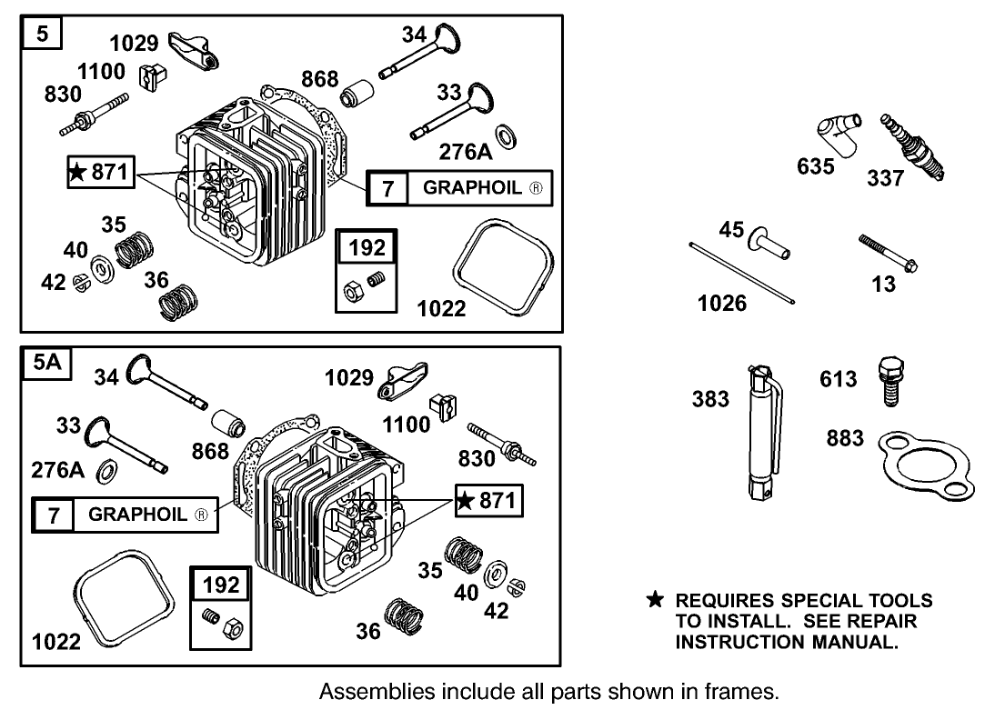Cylinder Head Assembly Briggs And Stratton Model 350447-1259-E1