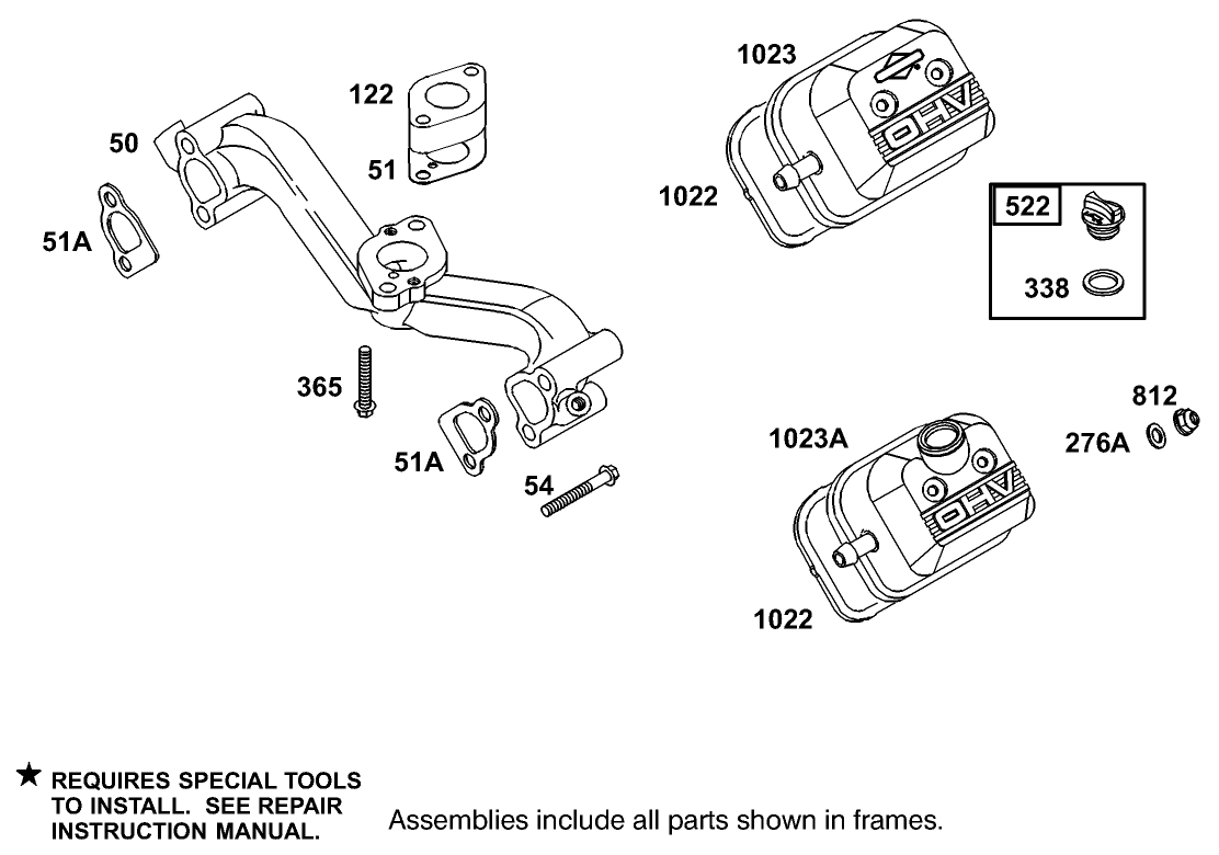 Intake Manifold And Rocker Cover Assembly Briggs And Stratton Model 350447-1259-E1