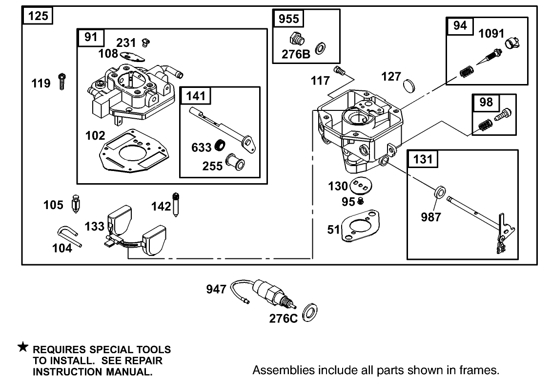 Carburetor Assembly Briggs And Stratton Model 350447-1259-E1